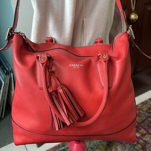 Coach  Legacy Rory north south satchel  shoulder bag  large  Leather Red   GUC